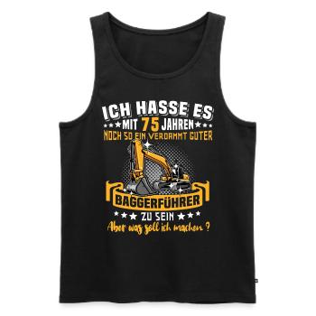 Baggerführer 75. Geburtstag 75 Jahre Baggerfahrer - Männer Premium Bio Tank Top - Schwarz - Vorne - Michal (187cm)