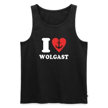 I Love Wolgast Liebe Wolgaster - Männer Premium Bio Tank Top - Schwarz - Vorne - AI Model Male 178 light (178cm)