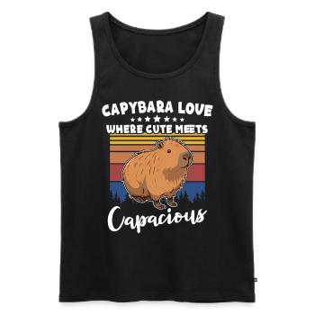 Lustige Capybara Sprüche - Männer Premium Bio Tank Top - Schwarz - Vorne - AI Model Male 178 light (178cm)