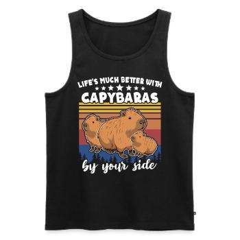 Capybara - Männer Premium Bio Tank Top - Schwarz - Vorne - AI Model Male 178 light (178cm)