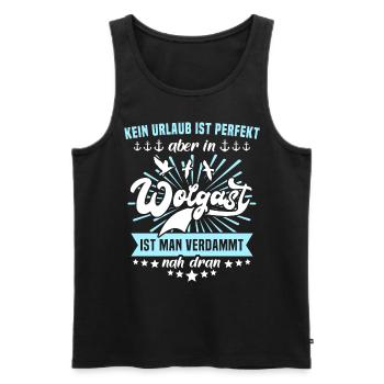 Wolgast Sprüche - Männer Premium Bio Tank Top - Schwarz - Vorne - AI Model Male 178 light (178cm)