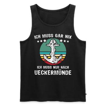 Ueckermünde Urlaub - Männer Premium Bio Tank Top - Schwarz - Vorne - Michal (187cm)