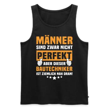 Lustige Bautechniker Sprüche - Männer Premium Bio Tank Top - Schwarz - Vorne - AI Model Male 178 light (178cm)