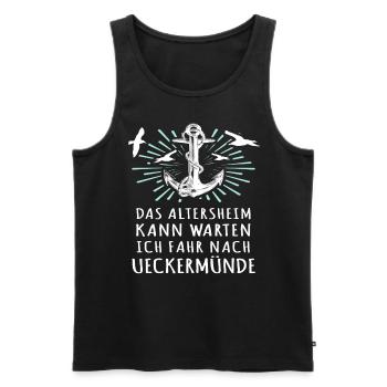 Ueckermünde Sprüche - Männer Premium Bio Tank Top - Schwarz - Vorne - Michal (187cm)
