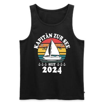 Kapitän 2024 Segeln - Männer Premium Bio Tank Top - Schwarz - Vorne - AI Model Male 178 light (178cm)