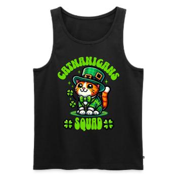Chat de la Saint-Patrick - Débardeur bio Premium Homme - noir - Devant - AI Model Male 178 light (178cm)