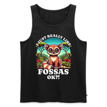 J’aime Fossas - Débardeur bio Premium Homme - noir - Devant - AI Model Male 178 light (178cm)
