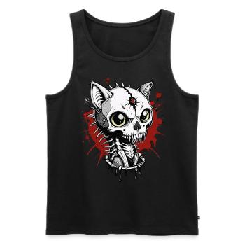 Cat Skull // Totenkopf Katze // Blut FS0006 - Männer Premium Bio Tank Top - Schwarz - Vorne - AI Model Male 178 light (178cm)