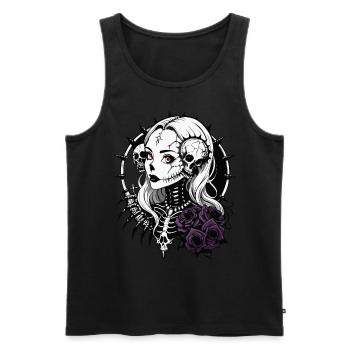 Gothic Girl Skull // Totenkopf Mädchen FS0017 - Men's Premium Organic Tank Top - black - Front - Michal (187cm)