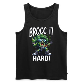 Broccoli Vegetarian - Men's Premium Organic Tank Top - black - Front - Michal (187cm)
