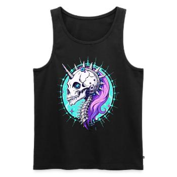 Crâne de licorne // Totenkopf Einhorn // Rose FS0033 - Débardeur bio Premium Homme - noir - Devant - Michal (187cm)