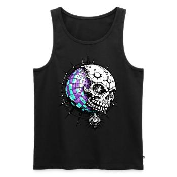 Disco Ball Skull // Skull Disco Party FS0043 - Men's Premium Organic Tank Top - black - Front - AI Model Male 178 light (178cm)