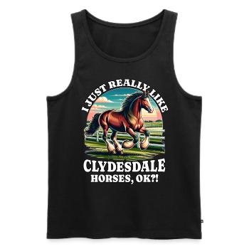 Cheval Clydesdale - Débardeur bio Premium Homme - noir - Devant - AI Model Male 178 light (178cm)