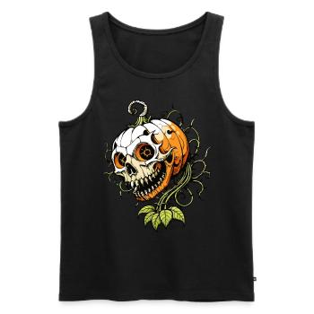 Crâne de citrouille / Totenkopf Halloween Kürbis FS0138 - Débardeur bio Premium Homme - noir - Devant - Michal (187cm)