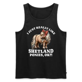 Cheval poney Shetland - Débardeur bio Premium Homme - noir - Devant - Michal (187cm)
