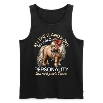 Shetland Pony Reiterin - Männer Premium Bio Tank Top - Schwarz - Vorne - AI Model Male 178 light (178cm)