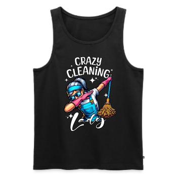 Cleaning lady cleaner - Men's Premium Organic Tank Top - black - Front - AI Model Male 178 light (178cm)