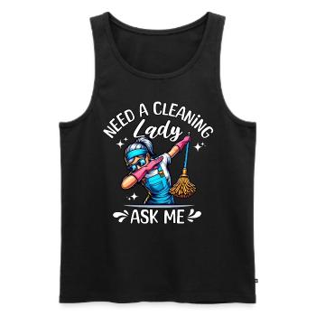 Cleaning lady cleaner - Men's Premium Organic Tank Top - black - Front - AI Model Male 178 light (178cm)