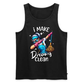 Cleaning lady - Men's Premium Organic Tank Top - black - Front - AI Model Male 178 light (178cm)