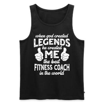 Meilleur entraîneur de fitness Légende - Débardeur bio Premium Homme - noir - Devant - Michal (187cm)
