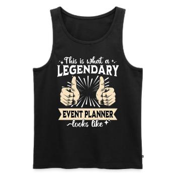 Legendary Event Planner - Men's Premium Organic Tank Top - black - Front - AI Model Male 178 light (178cm)