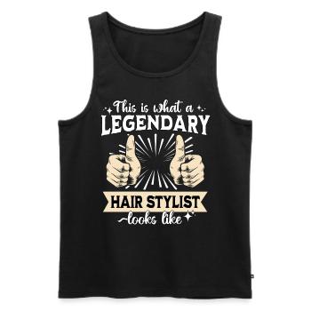 Legendärer Haar Stylist - Männer Premium Bio Tank Top - Schwarz - Vorne - AI Model Male 178 light (178cm)