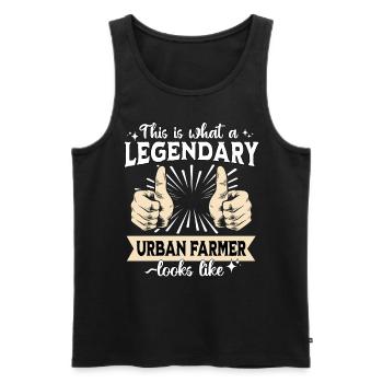 Fermier urbain légendaire - Débardeur bio Premium Homme - noir - Devant - Michal (187cm)