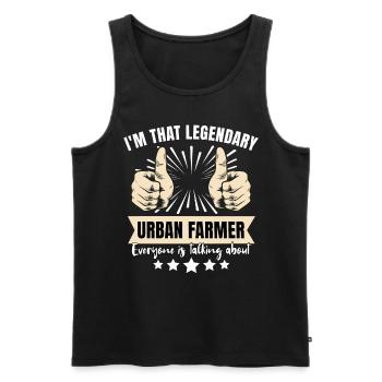 Fermier urbain légendaire - Débardeur bio Premium Homme - noir - Devant - Michal (187cm)
