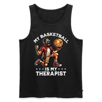 Lustiger Basketball Spruch - Männer Premium Bio Tank Top - Schwarz - Vorne - Michal (187cm)