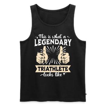 Triathlète légendaire - Débardeur bio Premium Homme - noir - Devant - Michal (187cm)