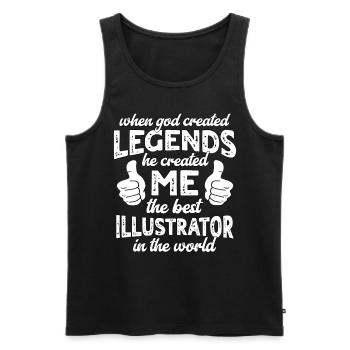 Légende du meilleur illustrateur - Débardeur bio Premium Homme - noir - Devant - AI Model Male 178 light (178cm)