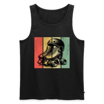Roller Derby Rétro - Débardeur bio Premium Homme - noir - Devant - AI Model Male 178 light (178cm)