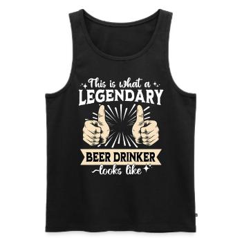 Buveur de bière légendaire - Débardeur bio Premium Homme - noir - Devant - AI Model Male 178 light (178cm)