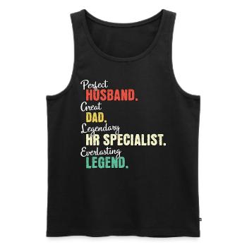HR Spezialist Papa - Männer Premium Bio Tank Top - Schwarz - Vorne - Michal (187cm)
