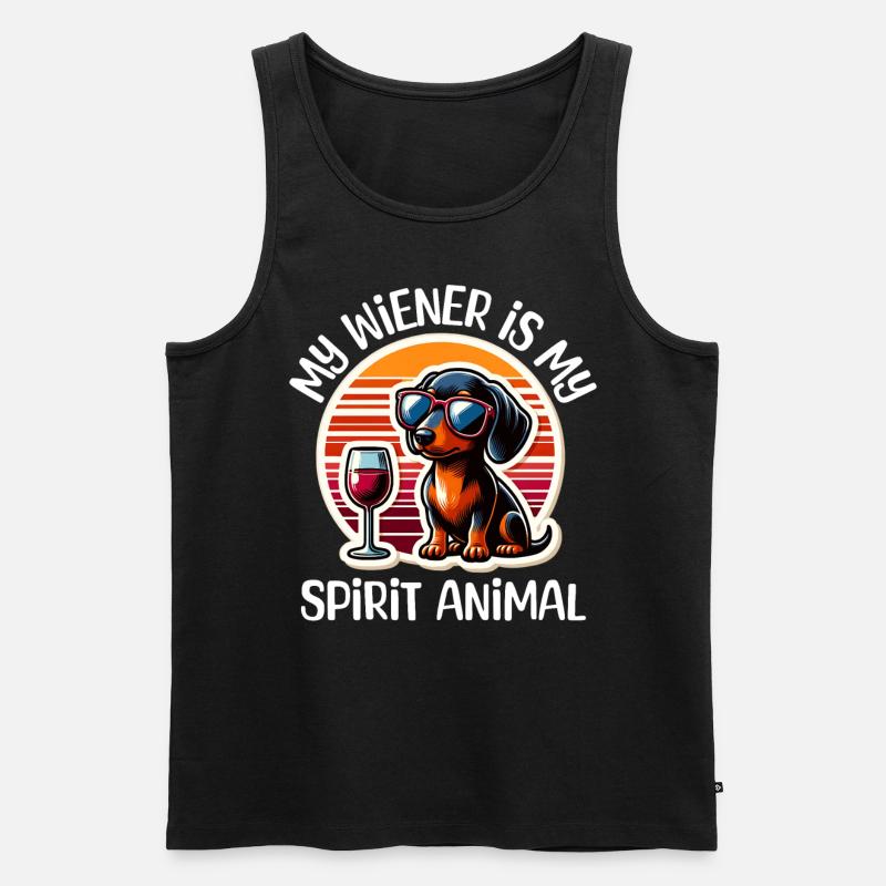 Dackel Wein - Männer Premium Bio Tank Top - Schwarz