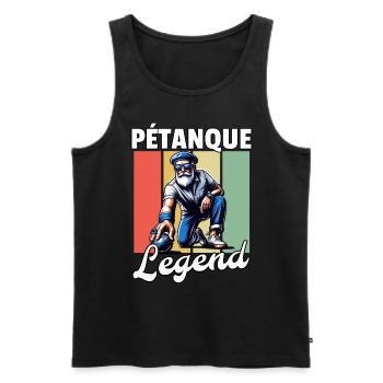 Pétanque Légende Homme - Débardeur bio Premium Homme - noir - Devant - AI Model Male 178 light (178cm)