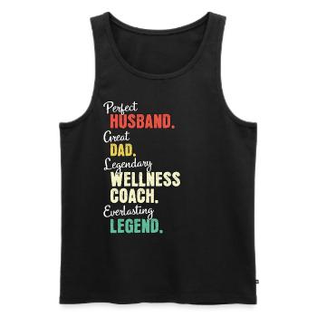 Wellness Coach Papa - Männer Premium Bio Tank Top - Schwarz - Vorne - AI Model Male 178 light (178cm)