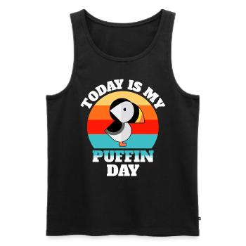 Puffin Sayings - Men's Premium Organic Tank Top - black - Front - Michal (187cm)