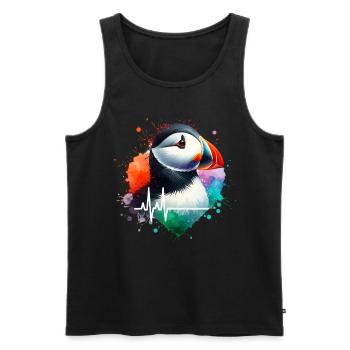Puffin Cardio - Men's Premium Organic Tank Top - black - Front - Michal (187cm)