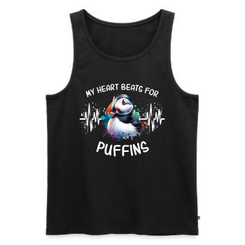 ECG Puffin Heart Line - Débardeur bio Premium Homme - noir - Devant - Michal (187cm)