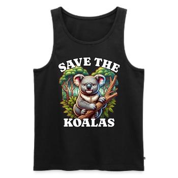 Save Koala - Men's Premium Organic Tank Top - black - Front - AI Model Male 178 light (178cm)