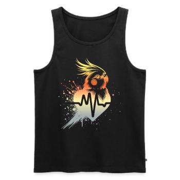 Cockatiel Cardio - Men's Premium Organic Tank Top - black - Front - Michal (187cm)