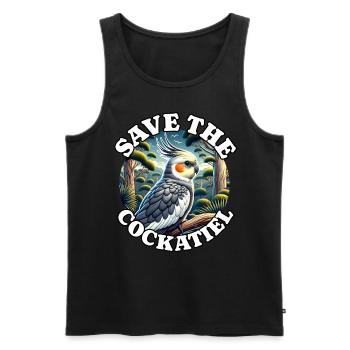 Save Cockatiel - Men's Premium Organic Tank Top - black - Front - AI Model Male 178 light (178cm)