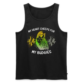 EKG Wellensittich Herzlinie - Männer Premium Bio Tank Top - Schwarz - Vorne - Michal (187cm)