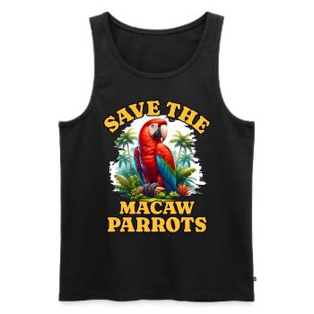 Save Parrot - Men's Premium Organic Tank Top - black - Front - AI Model Male 178 light (178cm)
