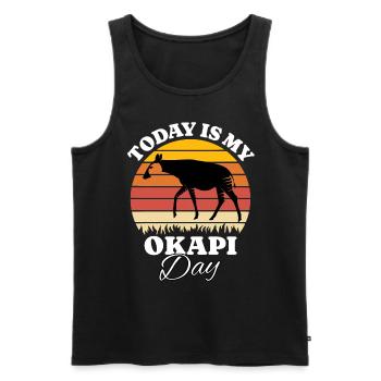 Girafe forestière Okapi - Débardeur bio Premium Homme - noir - Devant - Michal (187cm)