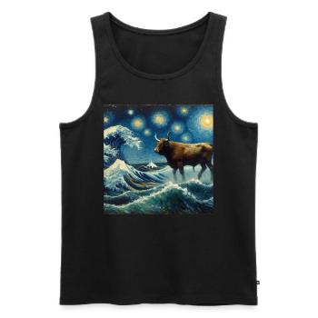 Dugong Manatee Nuit étoilée - Débardeur bio Premium Homme - noir - Devant - Michal (187cm)