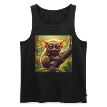 Tarsier Koboldmaki - Männer Premium Bio Tank Top - Schwarz - Vorne - AI Model Male 178 light (178cm)