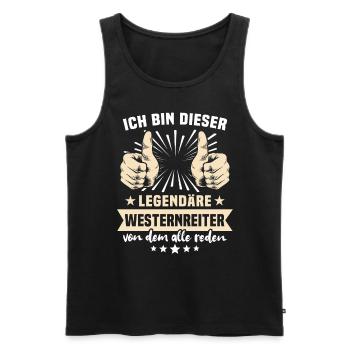 Dictons du Western Rider - Débardeur bio Premium Homme - noir - Devant - AI Model Male 178 light (178cm)