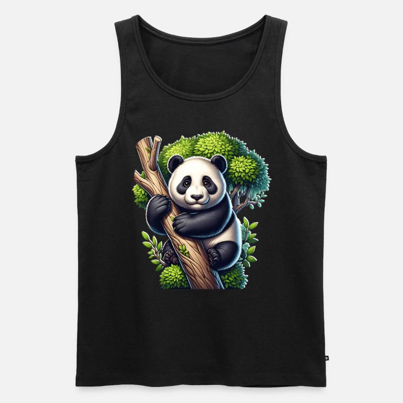 Panda - Männer Premium Bio Tank Top - Schwarz
